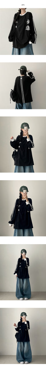 In-mi track line boxy fit long sleeve t-shirt