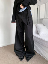 Troye Strap Point Semi-Formal Wide Long Pants (3 Colors)