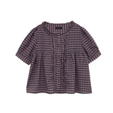 Check Frill Blouse (pink)
