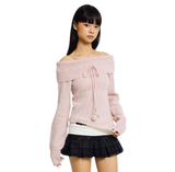 コットンキャンディーオフショルダーニット [PINK]