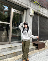 Crack Vintage Lettering Hooded Zip-Up