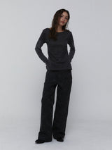 Layered Long Sleeve Top_Charcoal