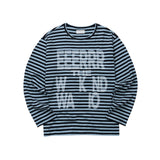 Weekend warrior typography printing stripe long sleeve (Sky-blue)