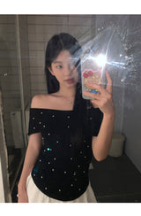 パーティーパールオフショルダー半袖Tシャツ