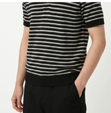 Stripe Crop Half Knit Black