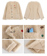 wool kitsch button round fur jacket