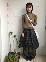 flared check skirt
