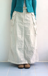 Vintage pocket washed long skirt