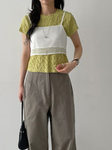 Embossed Wrinkle Short Sleeve T-shirt