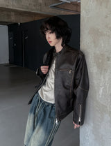 Bleed Washed Leather Biker Jacket