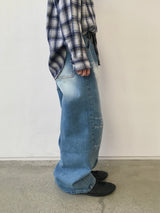 Typing Lettering Snap Denim Pants 2C