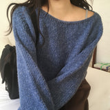 ハケボカシロールアップボートネックニット