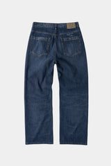 ルーズストレートバイカーデニムパンツ (Washed Navy)