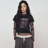 NICOLE ROSE PRINTING CROP TOP_BEIGE BLACK