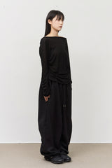 (W) Drape Hooded Top
