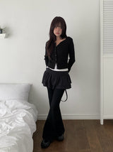 Lumpy Rib Round Slim Fit Long Sleeve Cardigan