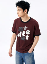 Essential Standard Short-Sleeve Ringer T-Shirt Alpha Appliqué Burgundy