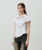 EVE STRIPE WRAP CAP SLEEVE SHIRT / WHITE