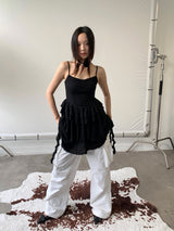 ブラックローズシフォンフリルドレス