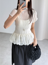 organza balloon blouse (3color)