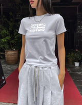 ロンドンシルバープリントセミクロップショートスリーブ