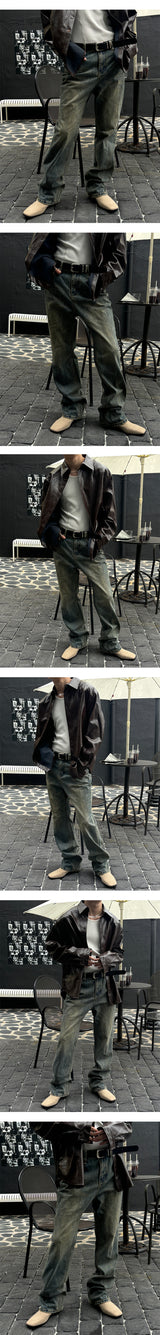 [Unisex]スラブウォッシングブーツカットパンツ