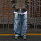 Blunt denim fatigue pants / Washed blue