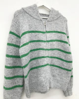 Saint Stripe Knit Hooded Zip-Up (2Colors)
