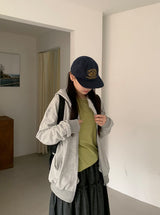 Kyuki Unbalanced Striped Hood Zip-Up