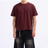 Men's Cotton Short Sleeve Crop Tee Burgundy