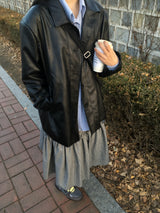 Leather Collar Jacket