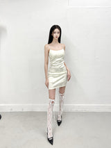 1110. Jacquard satin sleeveless mini ops (2color)