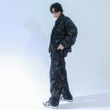 tie-dye wide cargo pants_black