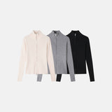 Rib Line Muscle Fit Zip-Up Knit