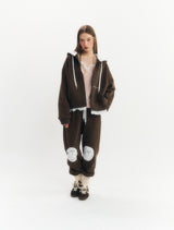 Fluffy Zip-Up Hoodie (Brown)