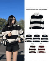 [UNISEX] タケハチダンガラストライプドカラーネックロングスリーブニット (5 colors)