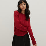 Round Neck Sweater Cardigan Red