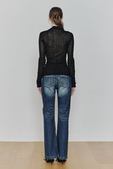 LILY COWL RIBBON TOP black