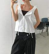 [with cup] TWO TONE HALTER TOP