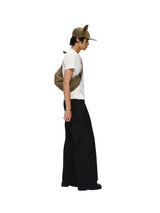 6CRAYON Rigid Coating Straight Black Pants with Side Pleats