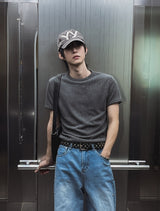 リアン マッスルフィット リブ ショートスリーブ Tシャツ