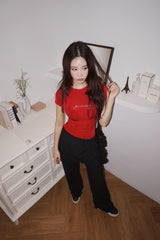 レッドダイアモンドスリム半袖Tシャツ