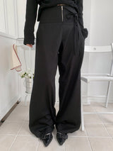 Troye Strap Point Semi-Formal Wide Long Pants (3 Colors)