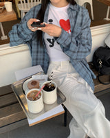 (Unisex) Destroyed check shirts