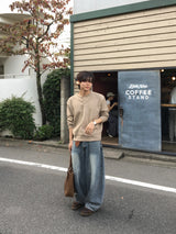 クリームソフトウールヘンリーニット