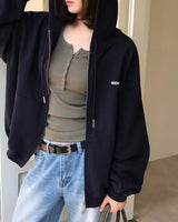 [ORIGINAL] Clock Ribbed Henley Neck Long-Sleeve T-Shirt
