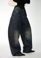 devil black over denim pants