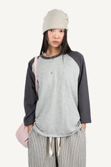 スラブカラーマッチングラグラン7分袖Tシャツ