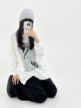 (LOVELY + HIP♥)レタリング長袖Tシャツ - 2カラー