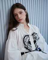 HEART PRINT VOLUME SHIRT [WHITE]